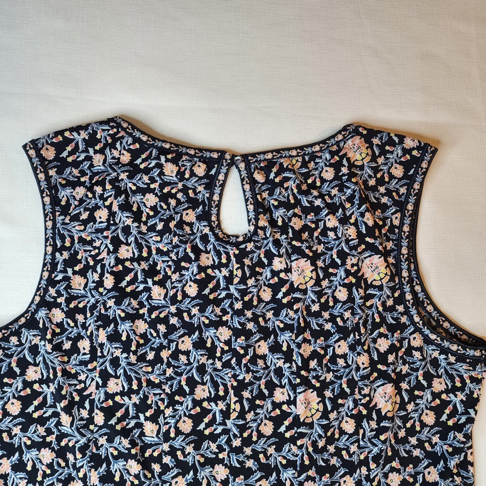 Max Studio Navy Floral Midi Dress with Pink and Light Blue Accents - Picture 6 of 10